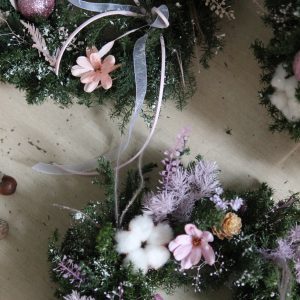 浪漫紫粉永生花環－迷你版